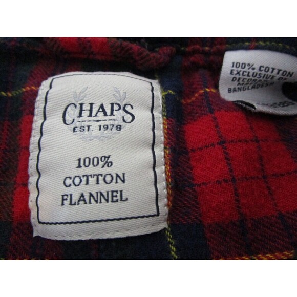 Chaps Mens Flannel Button Up Shirt Size 2XL Red Black Plaid Long Sleeve - Picture 3 of 12